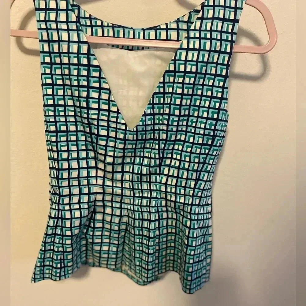 Green, white  and black checkered Kate Spade top- like new!
